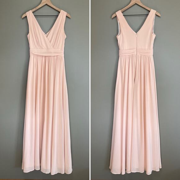 Lulus Thoughts of Hue Blush Surplice Maxi Dress Small Bridesmaid Light Pink - Picture 4 of 16
